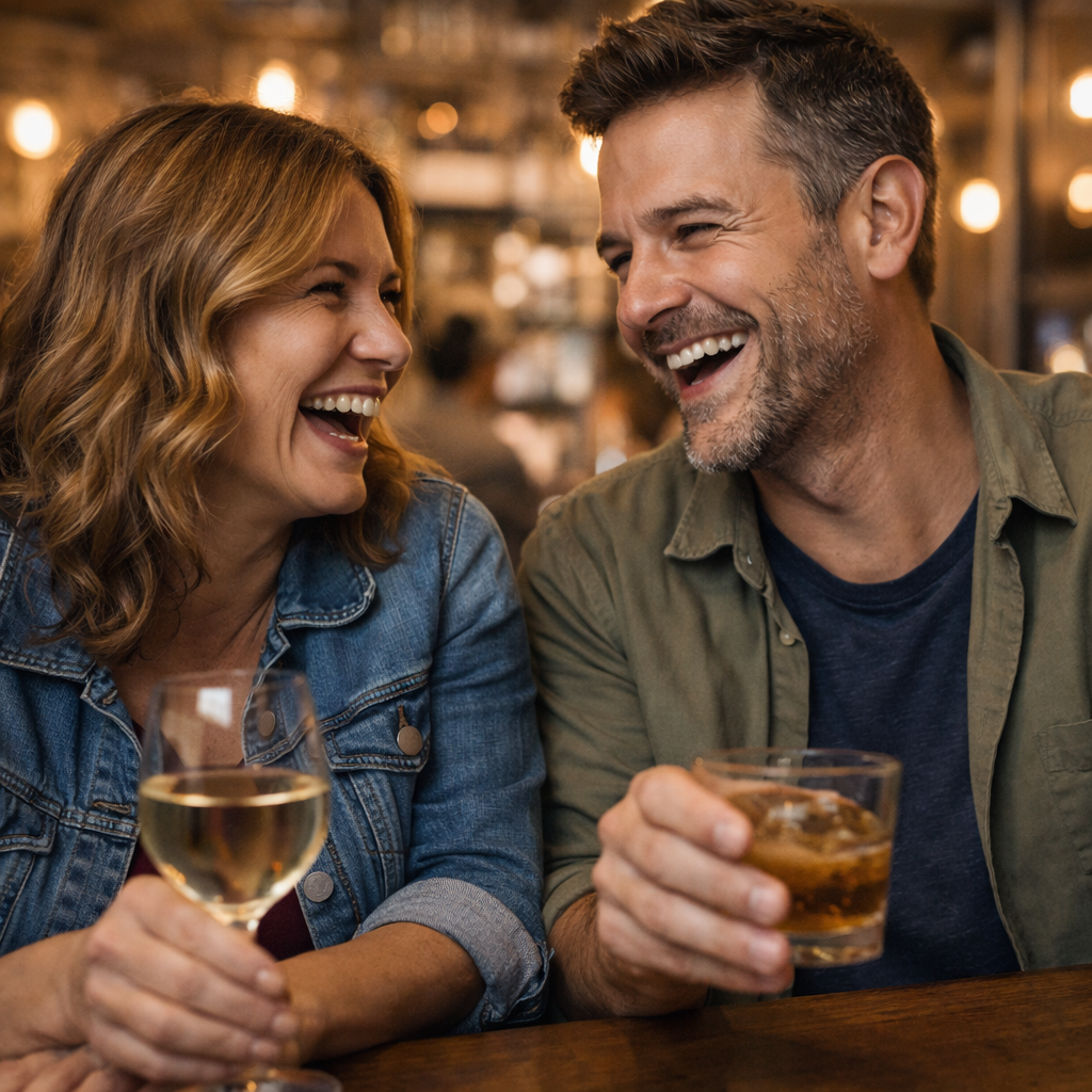Two people enjoying a successful first date