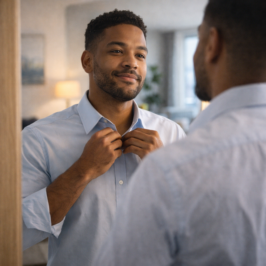 Confident person preparing for a date
